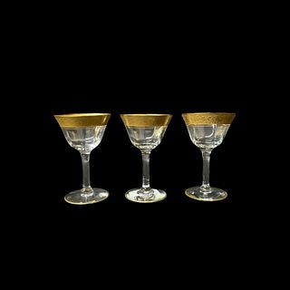 (3) Vintage Gold Rimmed Liqueur Crystal Glasses