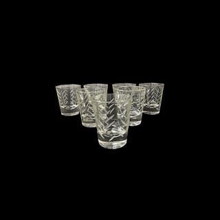 (7) Art Deco Stylized Crystal Shot Glasses
