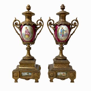 Pair of French Style Bronze Urns