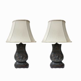 Pair of Classical Urn Form Decorative Brass Lamps