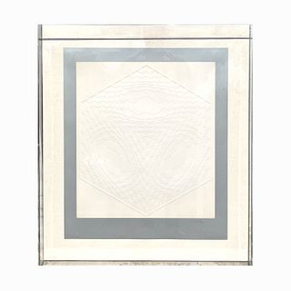 (1) Victor Vasarely Art in Lucite Display Frame