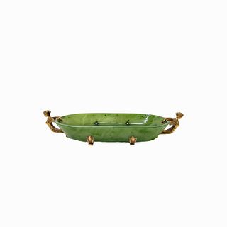 Nephrite Dish with Gold Handles