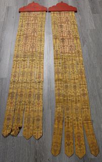 Pair of Asian Embroidered Hanging Banners.