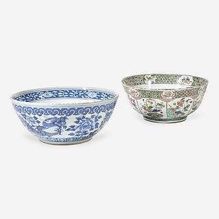 Two Chinese Export porcelain punch bowls 18th and 19th century