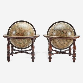 A pair of terrestrial and celestial tabletop globes Josiah Loring (1775-c. 1840), Boston, MA, circa 1833