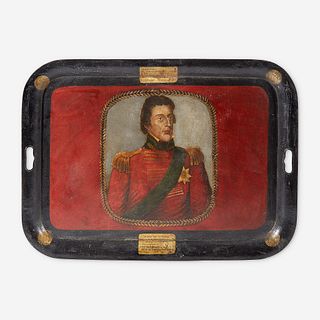 A German toleware tray commemorating the Duke of Wellington (1769-1852) early 19th century