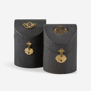 A pair of George II shagreen knife boxes circa 1750