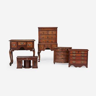 A group of five miniature furniture items 19th century