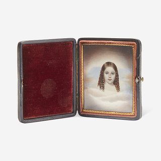 Attributed to John Henry Brown (1818-1894) Portrait Miniature of a Young Girl with Ringlettes
