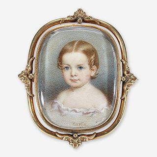 John Carlin (1813-1891) Portrait Miniature of a Little Girl