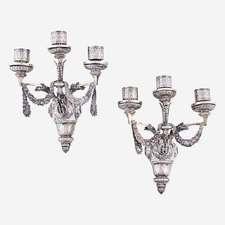 A pair of German Neoclassical silver sconces Wolk & Knell, Hanau, Germany, late 19th century