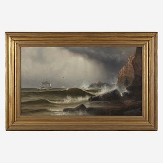 American School 19th century Ships on a Stormy Sea