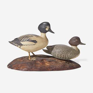 Allen J. King (1878-1963) Carved and painted miniature pair of American Goldeneye, North Scituate, RI, circa 1950