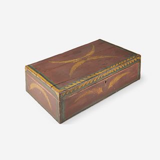 A painted and decorated wood box 19th century