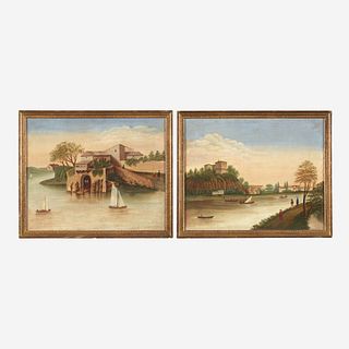 American School 19th century Pair of Landscapes Possibly Depicting Maryland River
