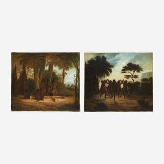 American School 19th century Two Works: American Indian Camp Scenes