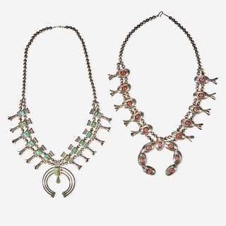 Two Southwest squash blossom necklaces 20th century