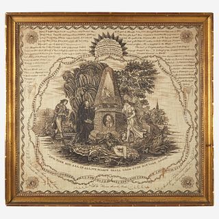 A rare copperplate-printed handkerchief, "Sacred to the Memory of George Washington" Glasgow, Scotland, circa 1800