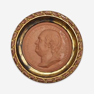 Jean-Baptiste Nini (Italian, 1717-1786) A terracotta portrait medallion of Benjamin Franklin (1706-1790), France, 1779