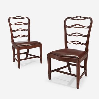 A pair of Chippendale mahogany ribbon-back side chairs Philadelphia, PA, circa 1785