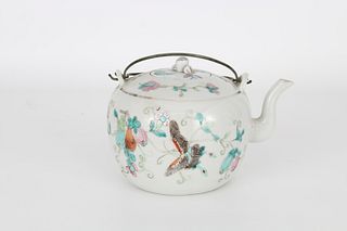 Qing, Chinese Famille Rose Butterfly Teapot