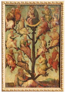 Large 16th Century Painting of "Tree of Jesse"