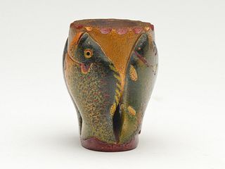 Very rare and wonderful carved fish vase, Oscar Peterson, Cadillac, Michigan.