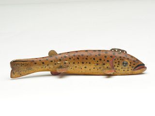 Brown trout fish decoy, Oscar Peterson, Cadillac, Michigan.