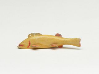 Albino trout fish decoy, Oscar Peterson, Cadillac, Michigan, 2nd quarter 20th century.