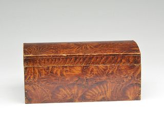 Pine document box with dome top and raised wooden liner.  Southern Maine. 1st quarter 19th century