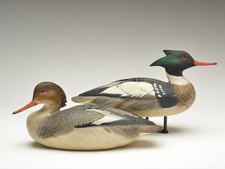 Pair of decorative mergansers, Ward Brothers, Crisfield, Maryland.