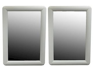 PAIR OF WHITE LACQUERED MIRRORS