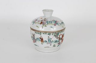 Signed, Famille Rose Chinese Covered Box. Qing