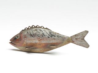 Black crappie fish decoy, George Peterson, Cadillac, Michigan, circa 1930.