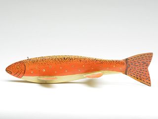 Rare and large fish decoy, Ken Bruning, Tower, Michigan, 1st half 20th century.