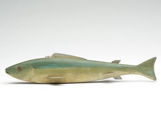 Large trout fish decoy, attributed to Frank Schmidt, Detroit, Michigan.