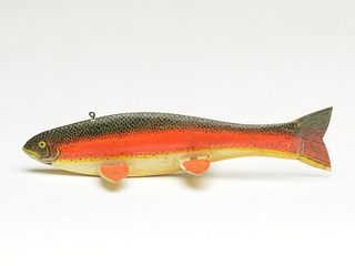 Trout fish decoy, Ken Bruning, Tower, Michigan, 2nd quarter 20th century.