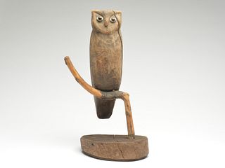 Working owl decoy, unknown maker, circa 1930.
