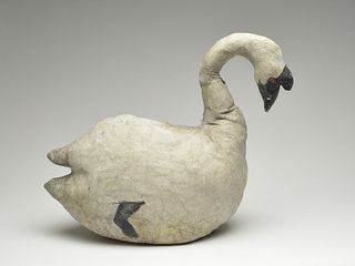 Possibly unique working swan decoy made form stuffed canvas.