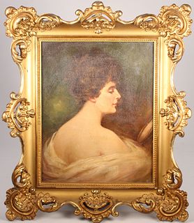 Antique Portrait Painting of a Young Woman