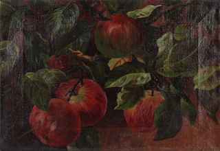 American School, 19th C. Painting of Apples