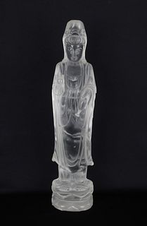 Large Chinese Glass Guanyin Figure