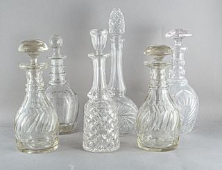 Lot of 6 cut glass decanters