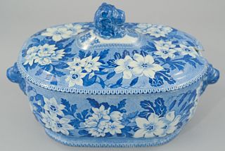 Large Staffordshire Blue and White Tureen