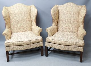 Pair of Kittenger Chippendale Style Wing Chairs