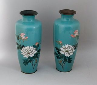 Pair of Ando Jubei Cloisonne Vases