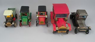 Group of 5 Vintage Tin Toy Cars with Movement