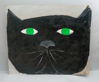 Earl Swanigan, Large Outsider Art Cat Painting