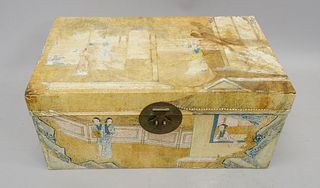 Antique Chinese Wallpaper Trunk