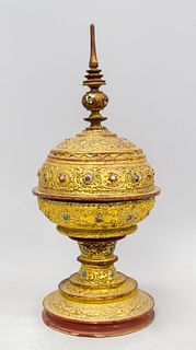 Large Ornate Antique Tibetan Pedestal Box